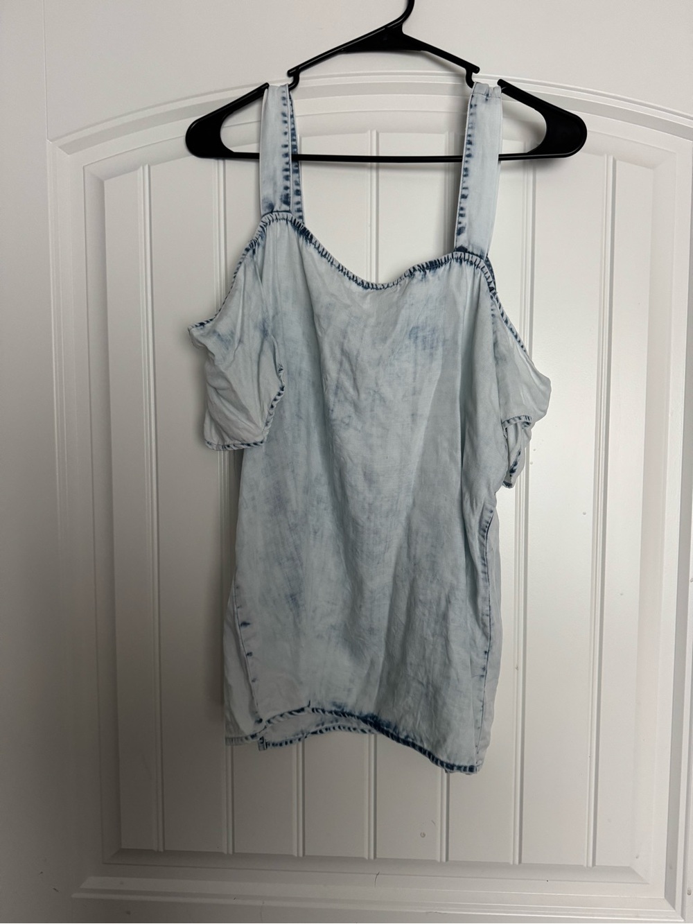 Mustard Seed Light Blue Cold-Shoulder Tank